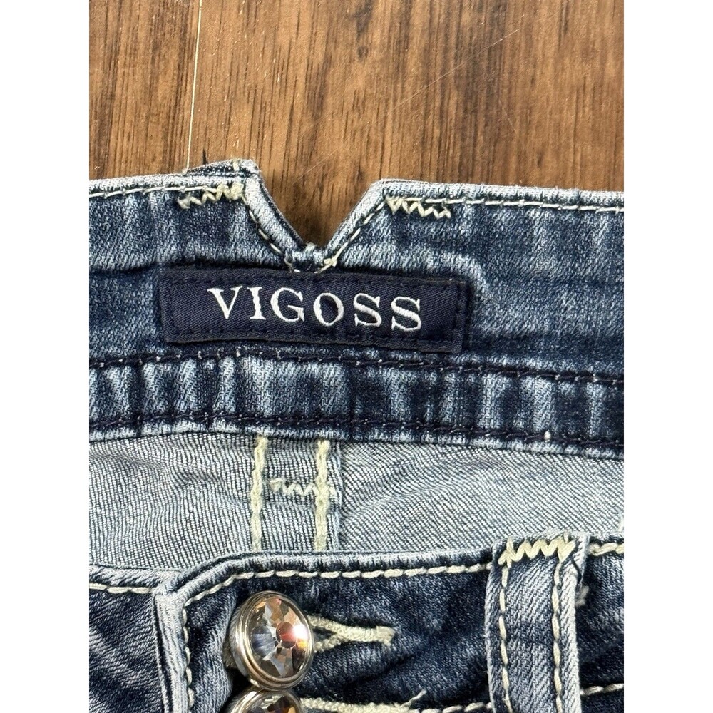 Vigoss Women’s Bootcut Jeans The Dublin Light Wash Blue Size 7/8 Embellished - Picture 3 of 7